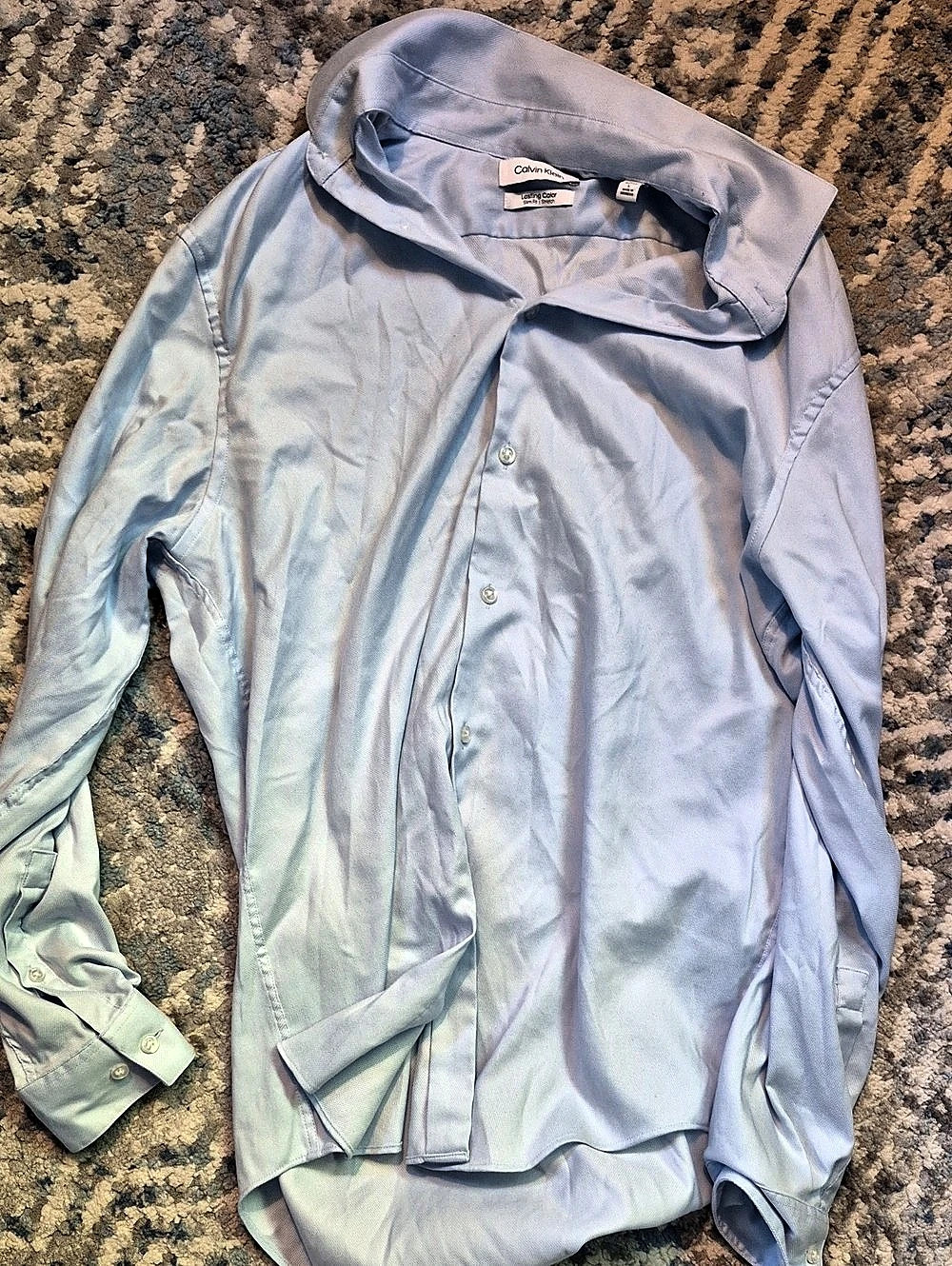 Calvin Klein Lasting Color Slim Fit Stretch Dress Shirt Blue Button Down Shirt